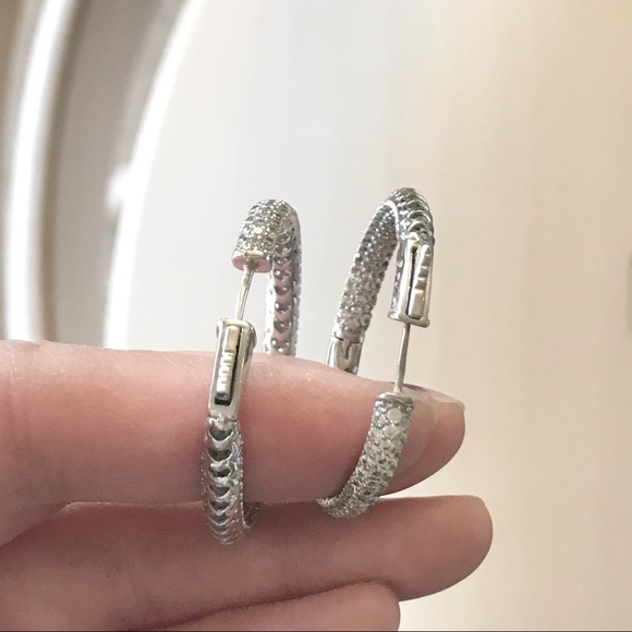 Stunning CZ SILVER HOOPS - Picture 5 of 5